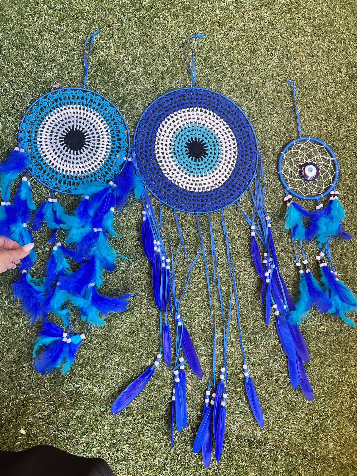 Large Evil Eye Dream Catcher – Protection, Peace & Positive Energy | Blue