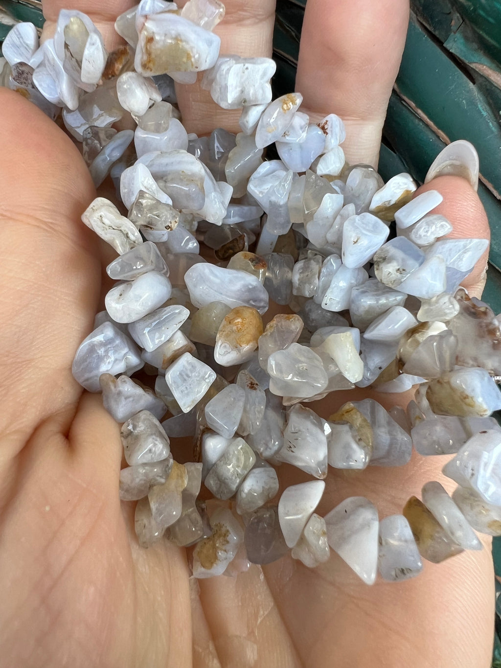 Natural Blue Lace Agate Chip Necklace | Genuine Irregular Gemstone Chips | Peace, Communication & Emotional Harmony