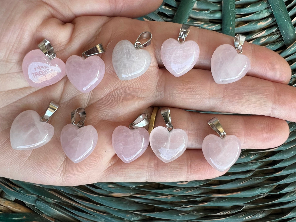 Natural Rose Quartz Heart Necklace