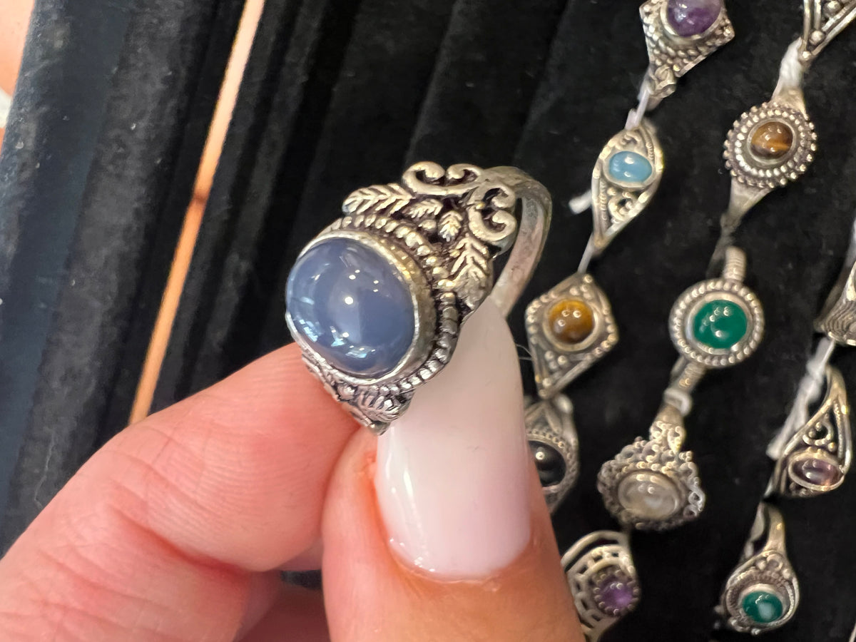 Natural Silver-Plated Crystal Rings Collection “Delicate A”