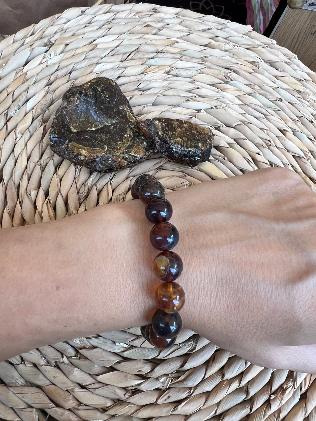 Natural Amber Bracelet – Warmth, Vitality & Positive Energy | 12 mm Elastic Beads