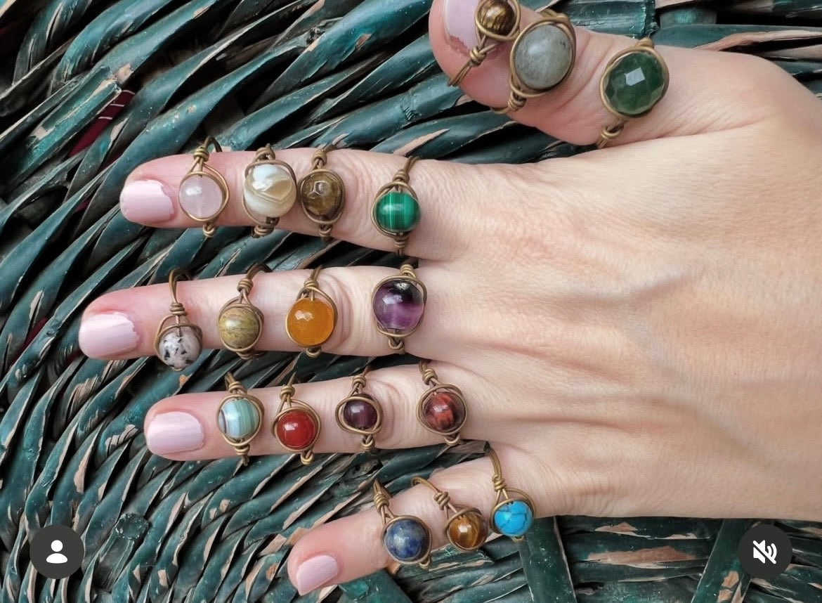 Natural Copper Crystal Rings Collection | Handmade Gemstone Rings