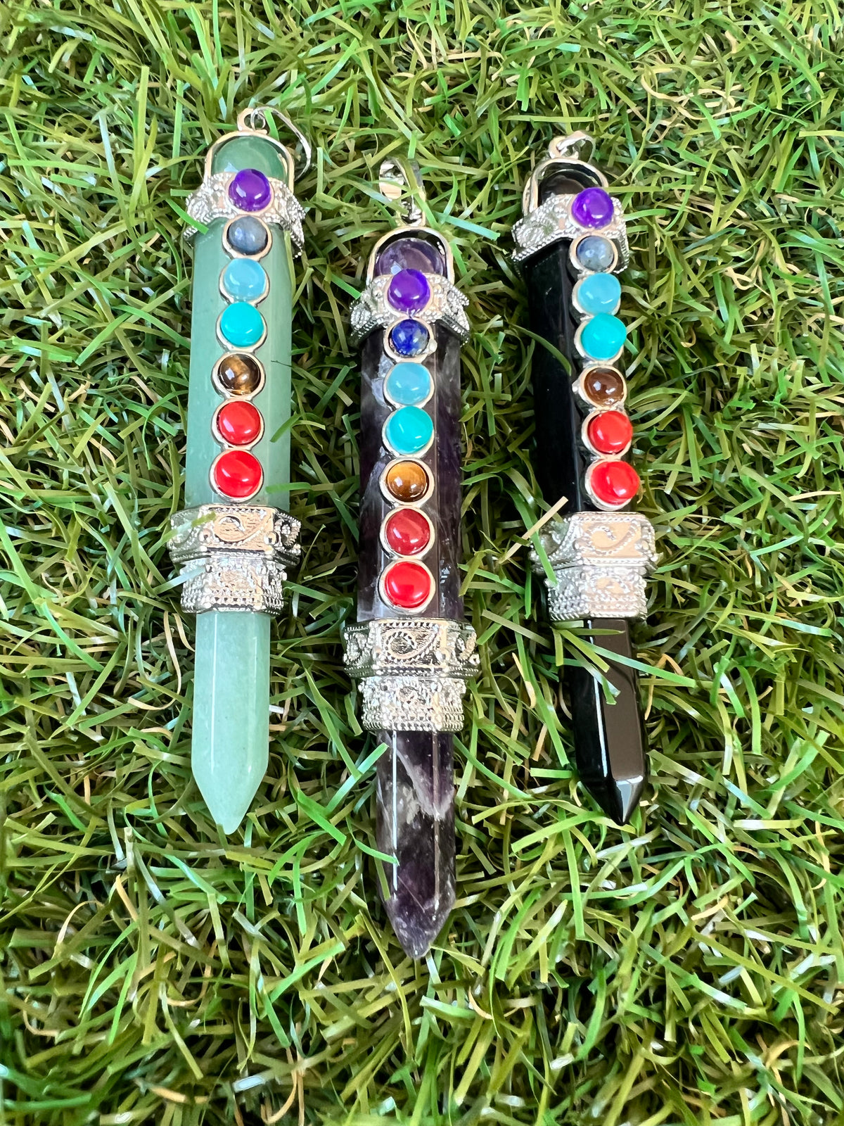 Natural 7 Chakra Gemstone Pendant Necklace – 8 cm