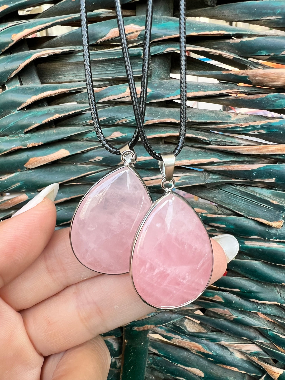 Rose Quartz Silver-Plated Teardrop Necklace – Love, Compassion & Emotional Healing