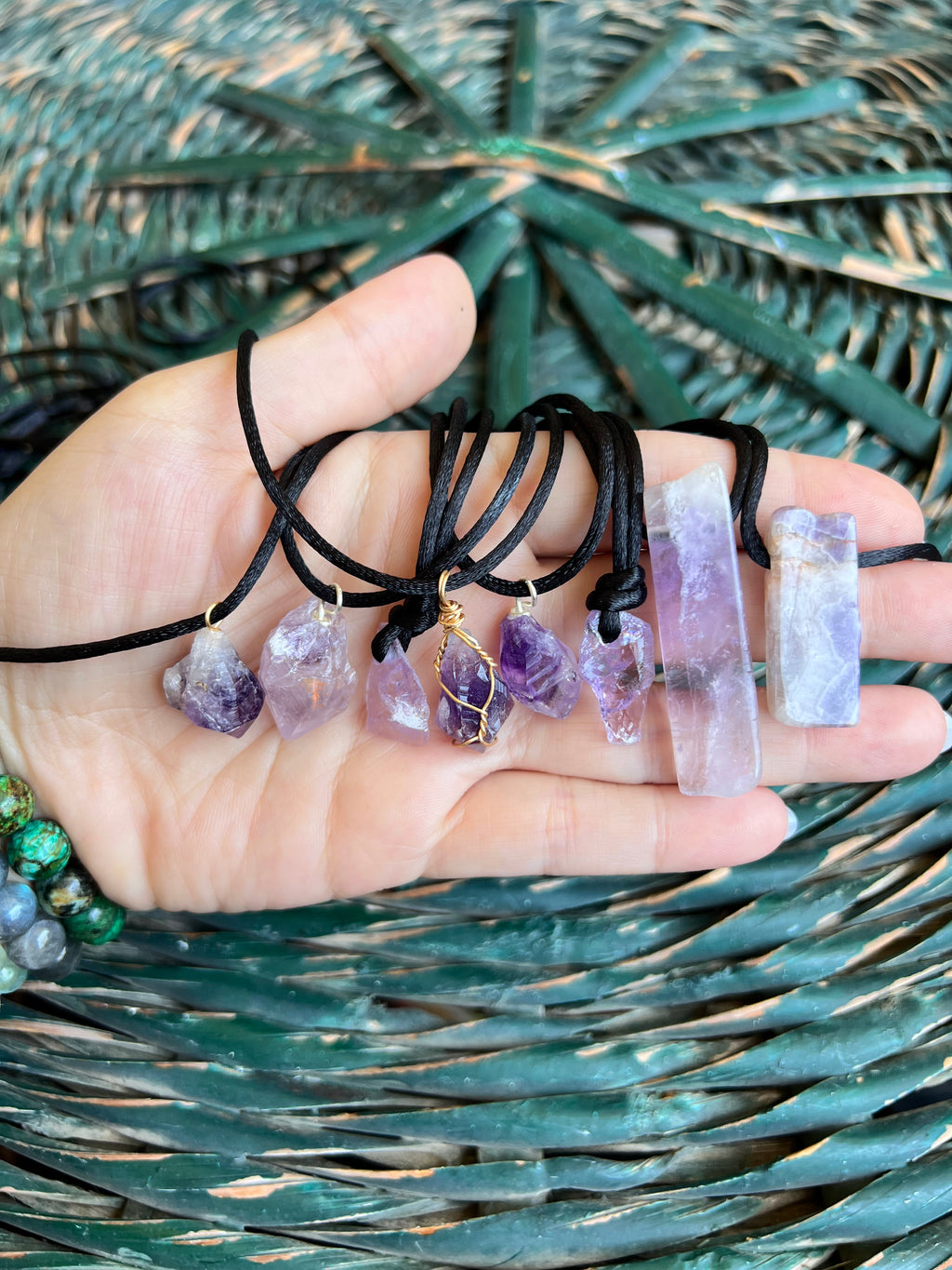 Natural Amethyst Necklace – Raw or Polished Rectangle (Adjustable Cord)