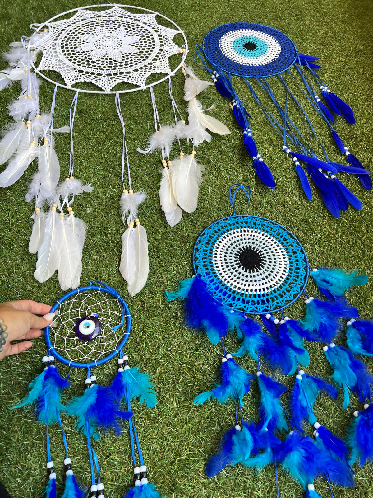 Evil Eye Dream Catcher – Protection, Good Luck & Peace | Blue Feather Design