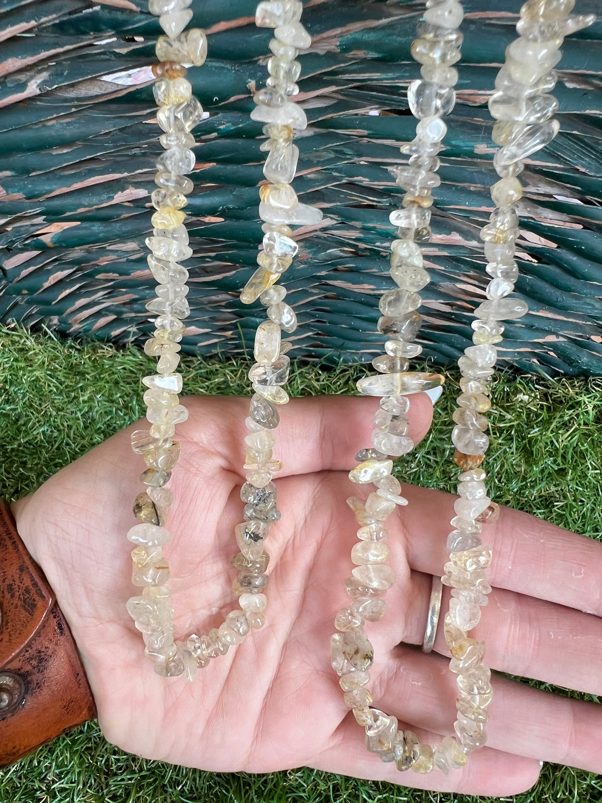 Natural Golden Rutilated Quartz Chip Necklace | Genuine Irregular Gemstone Chips | Manifestation, Clarity & Abundance