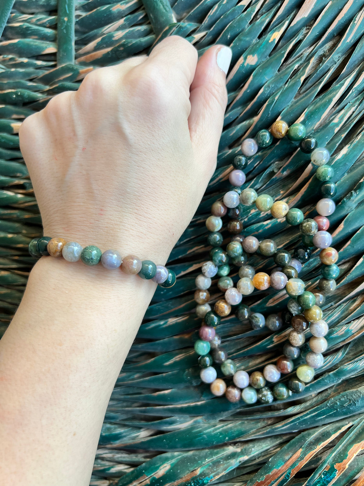 Natural Indian Agate 8mm Beaded Bracelet | Grounding, Stability & Protection Crystal Bracelet