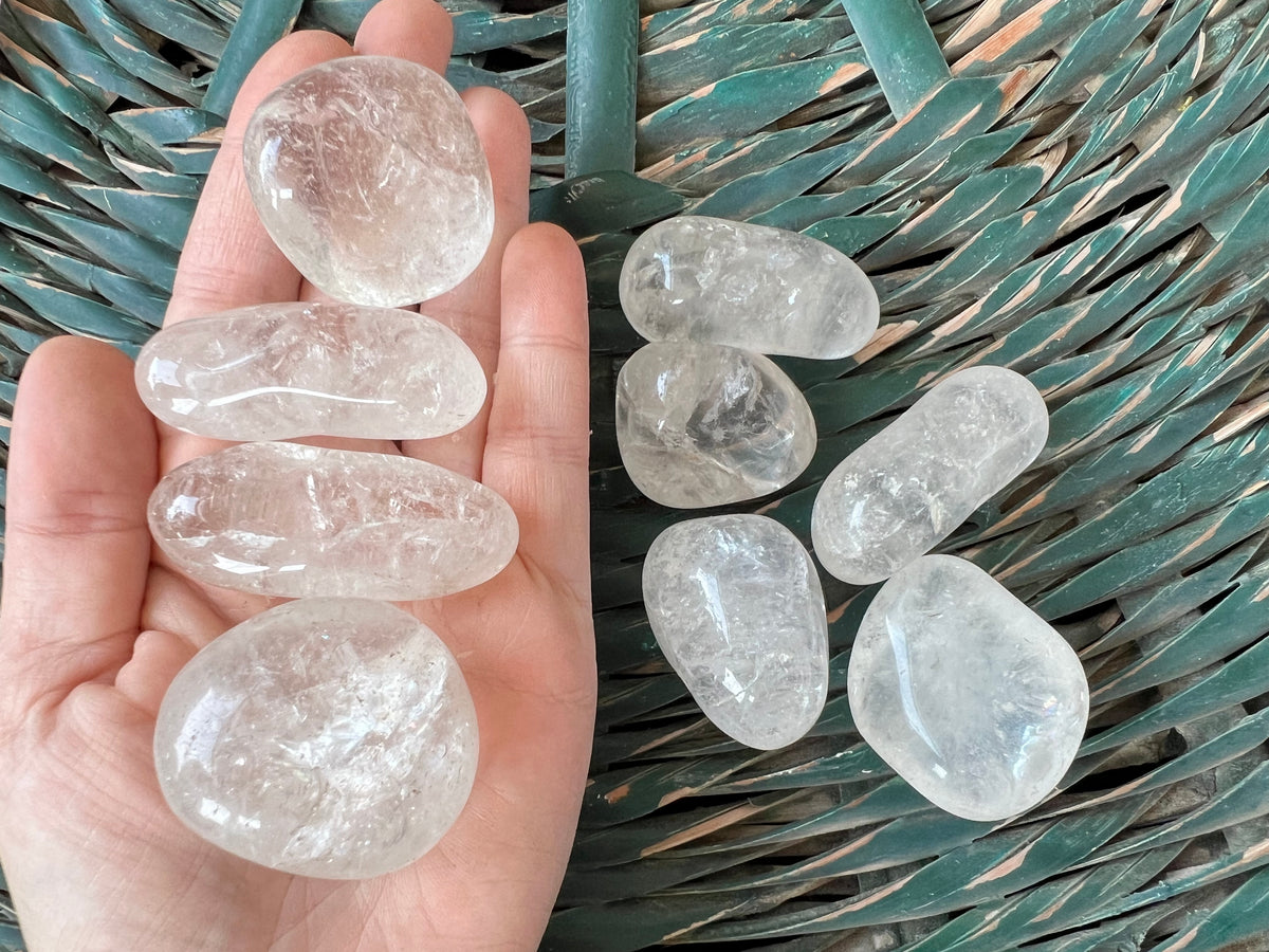 Natural Polished Crystal Quartz Tumble Stone