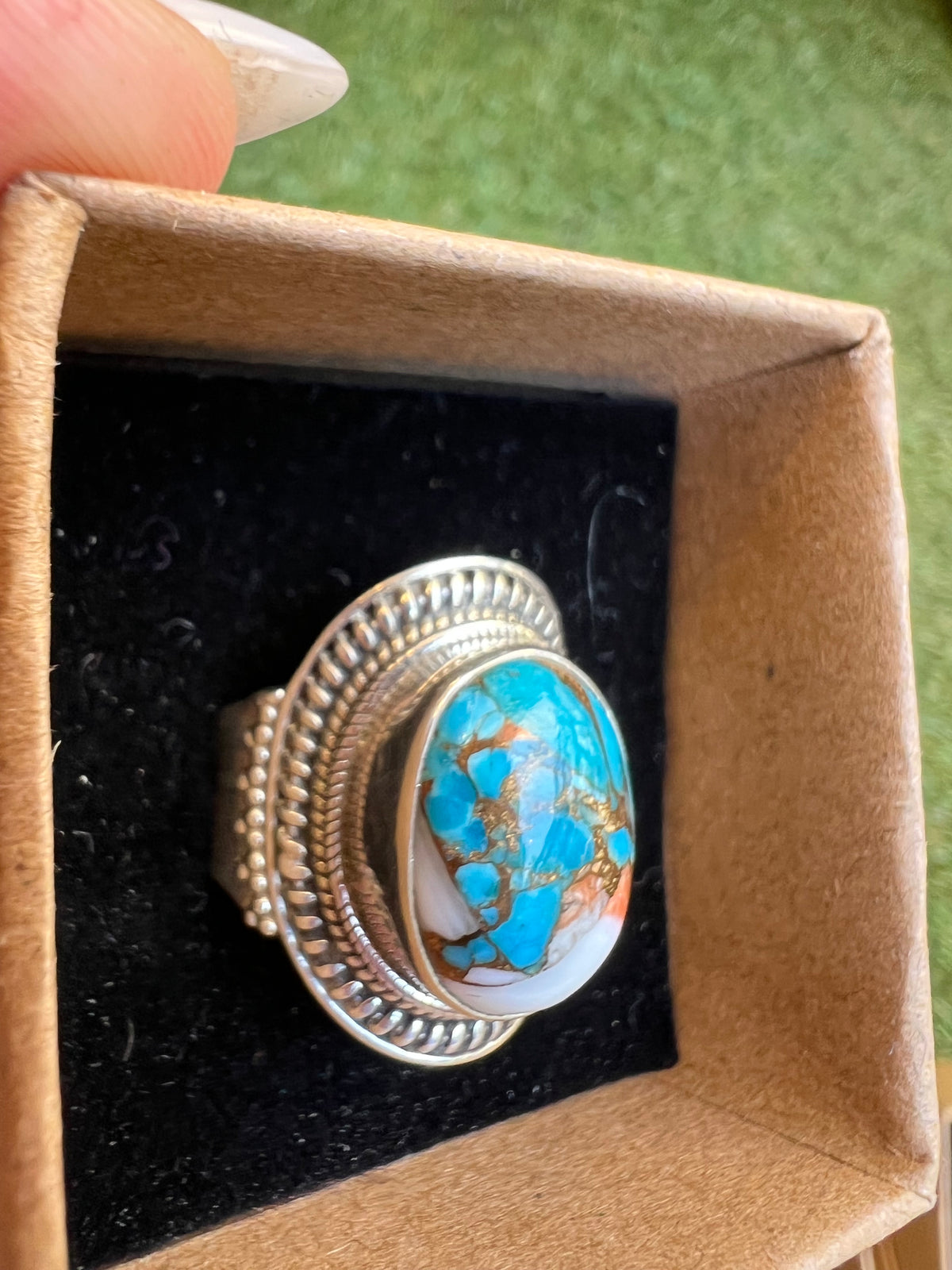 Nishapur Turquoise Protection Ring in 925 Italian Sterling Silver