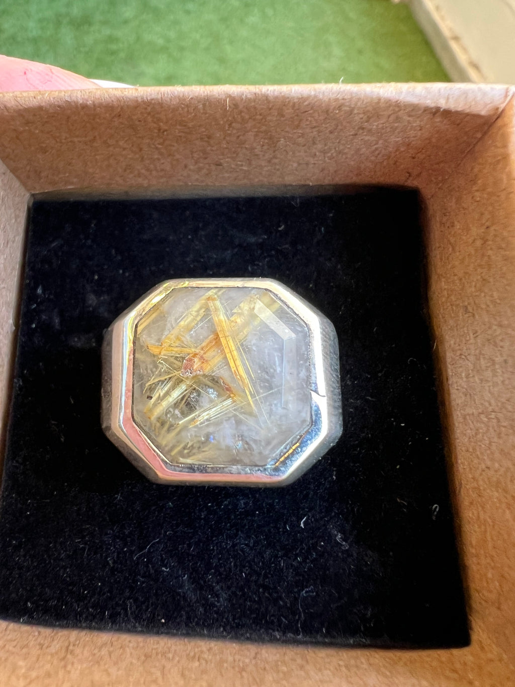 Golden Rutilated Quartz Abundance Ring in 925 Italian Sterling Silver