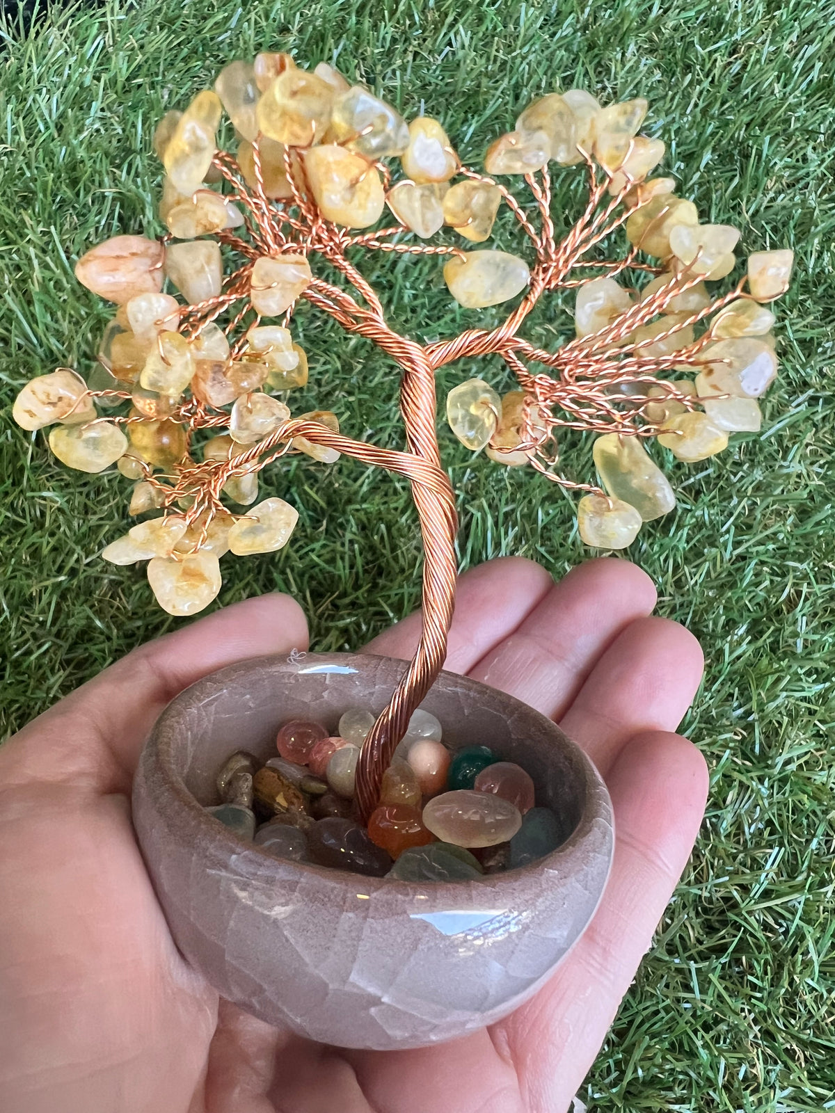 Abundance & Success Citrine Bonsai Crystal Tree in Ceramic Vase