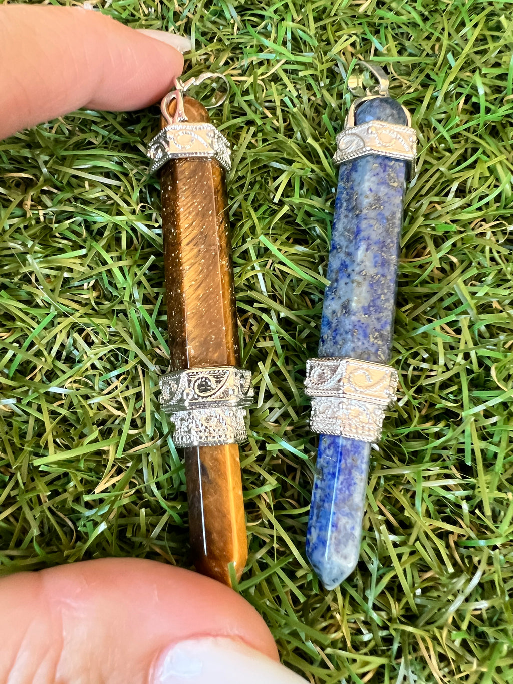 Natural Gemstone Double-Terminated Pendant Necklace – 8 cm