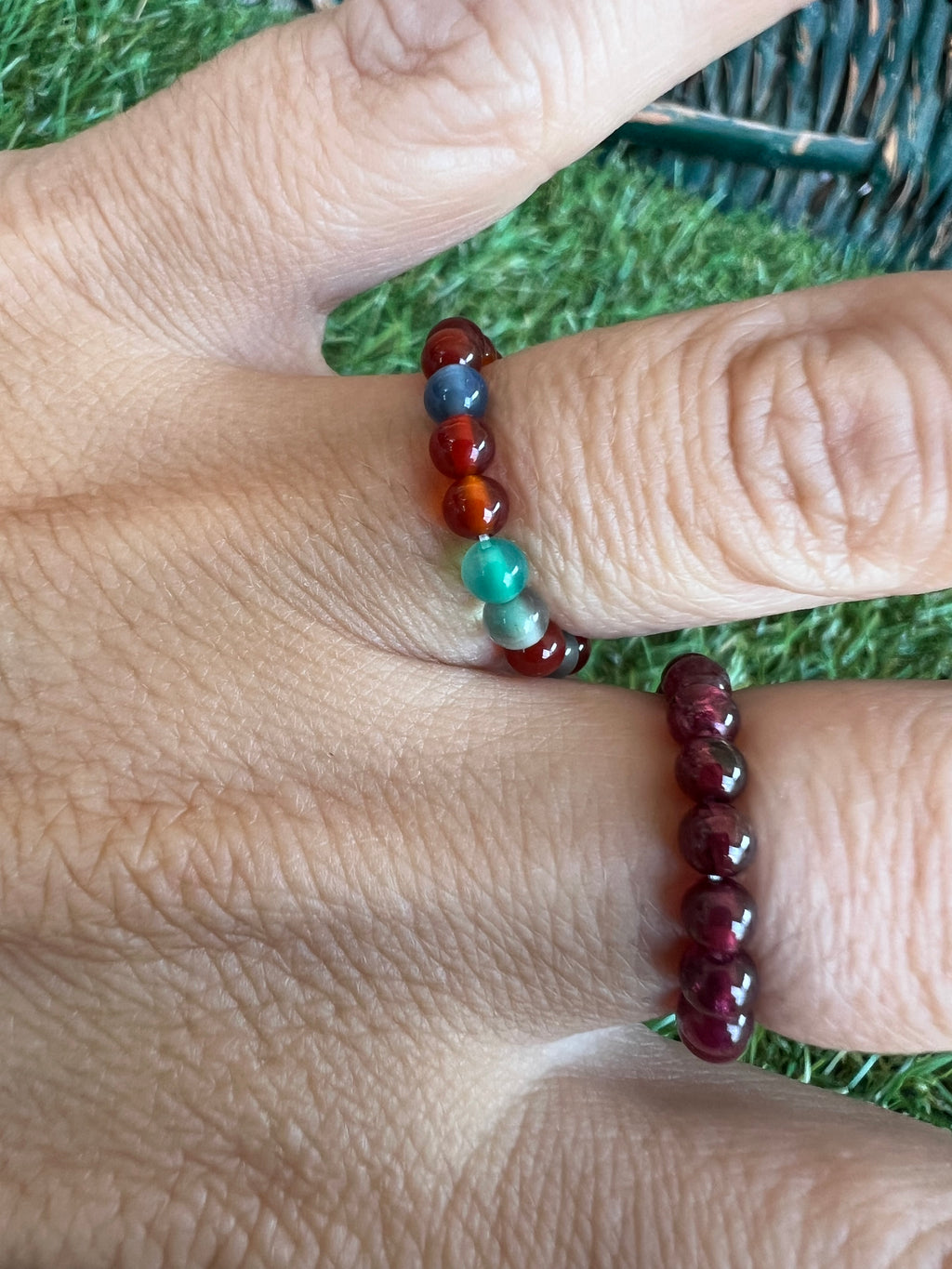 Natural Elastic Gemstone Beaded Ring – Intention & Energy | 3 mm