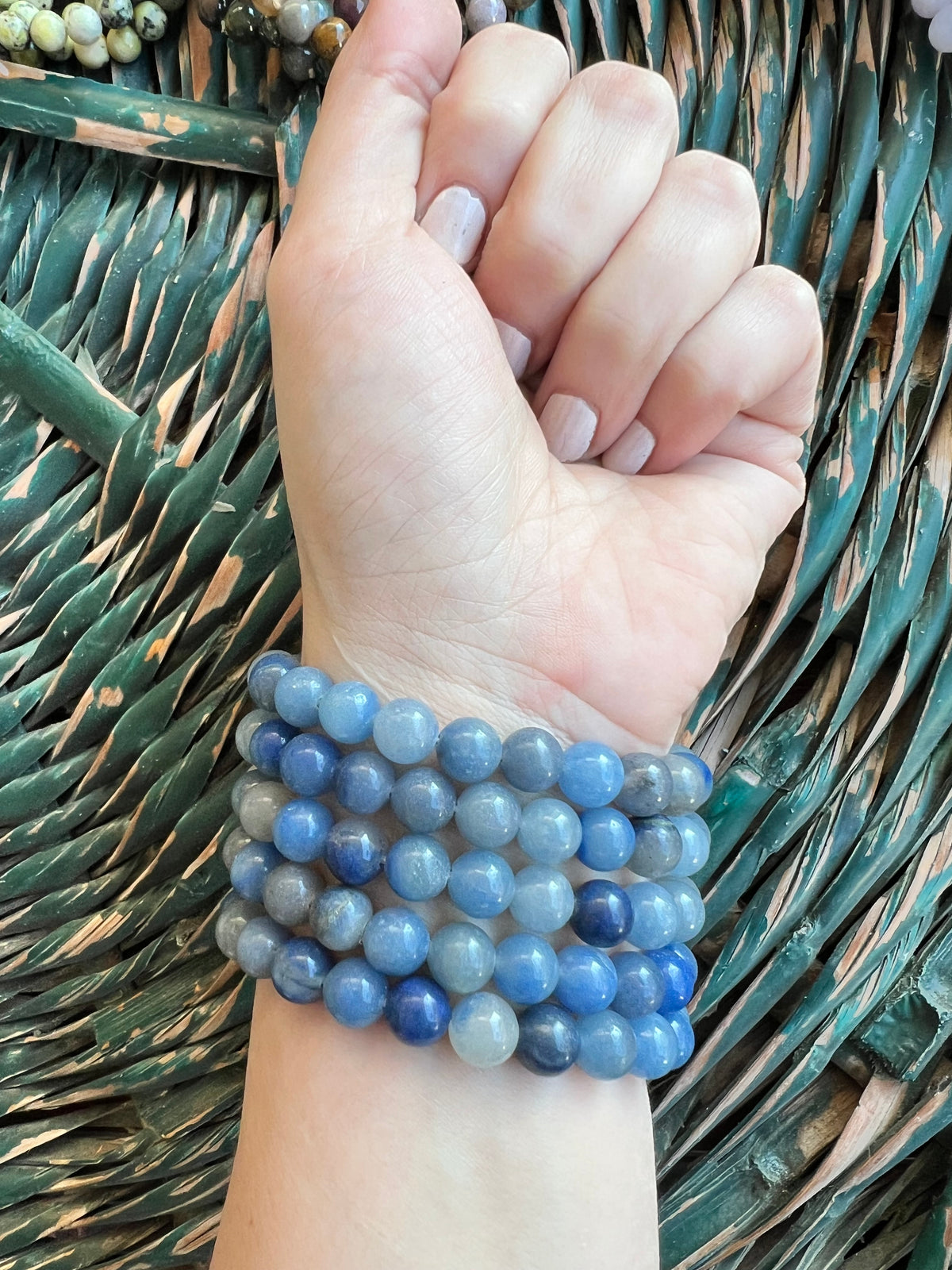 Natural Blue Aventurine 8mm Beaded Bracelet | Confidence, Inner Strength & Mental Clarity Crystal Bracelet