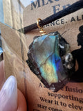 Natural Raw Labradorite Pendant Necklace – Adjustable Cord