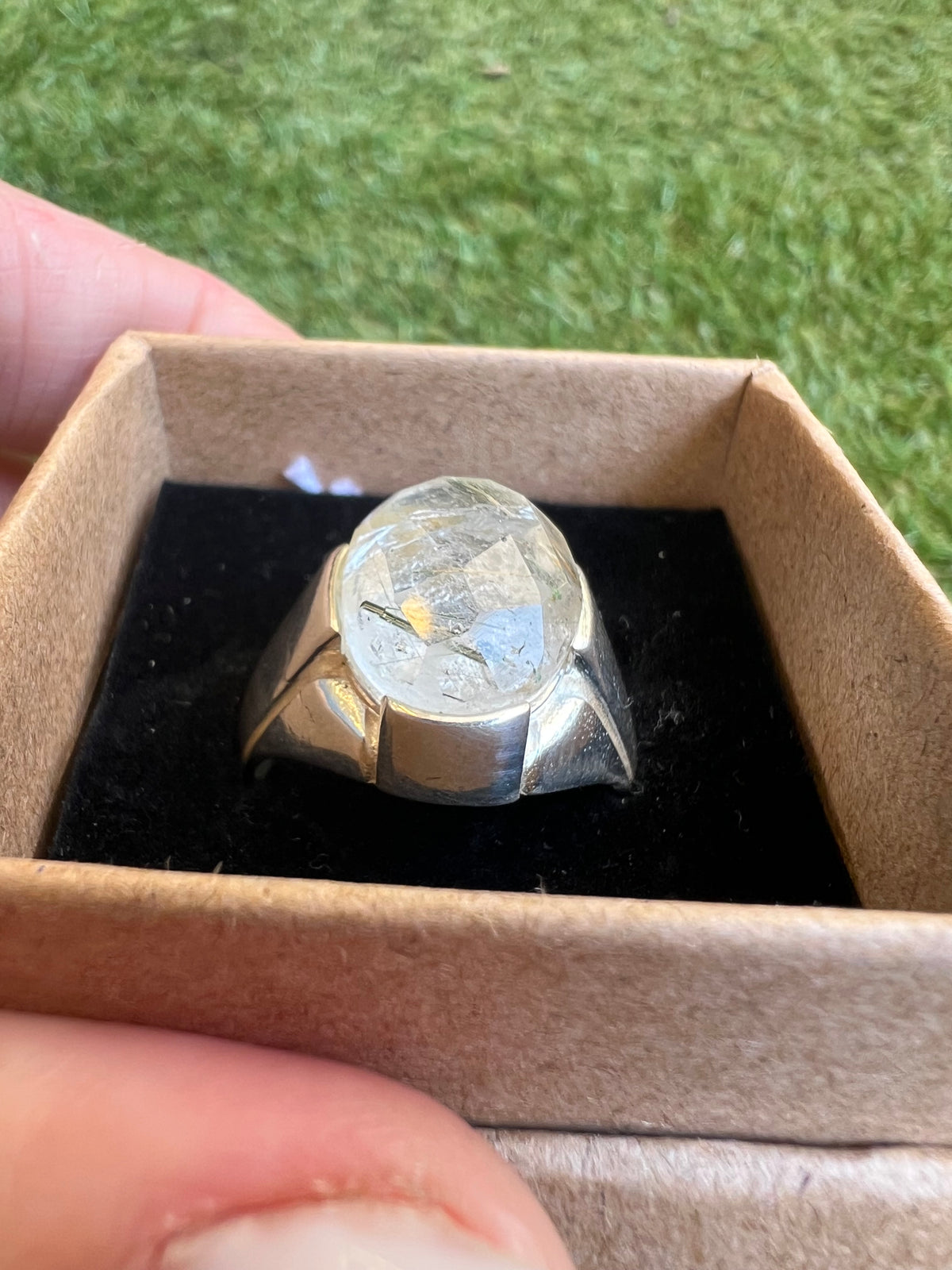 Genuine Natural Rutilated Quartz Ring in 925 Italian Sterling Silver