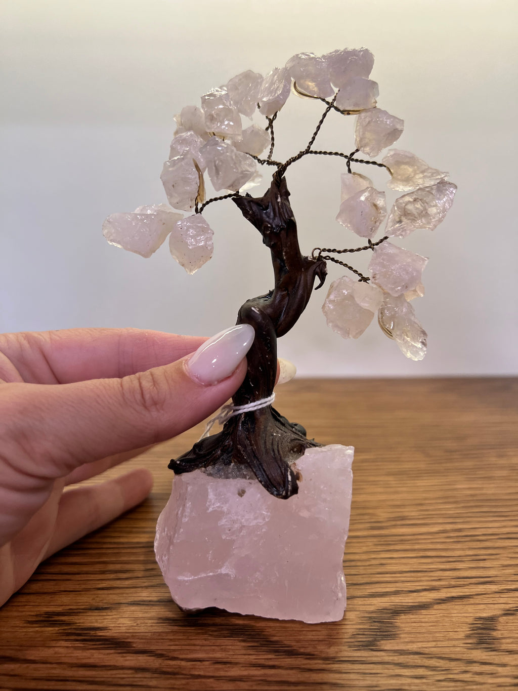 Natural Rose Quartz Crystal Tree on Rose Quartz Base