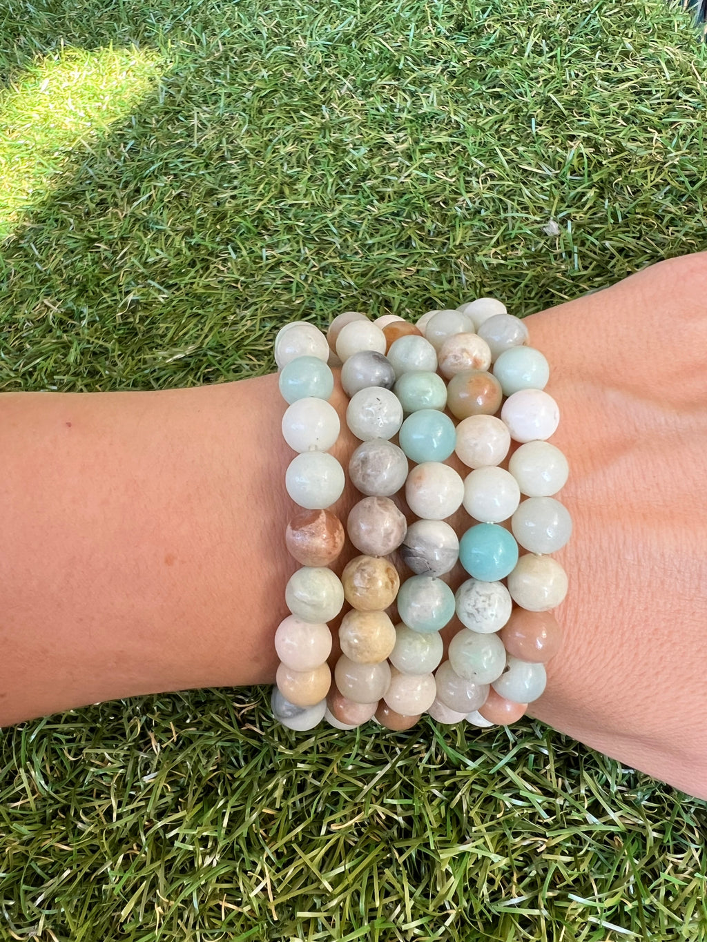 Natural Amazonite 8mm Beaded Bracelet | Communication, Calm & Good Luck Crystal Bracelet