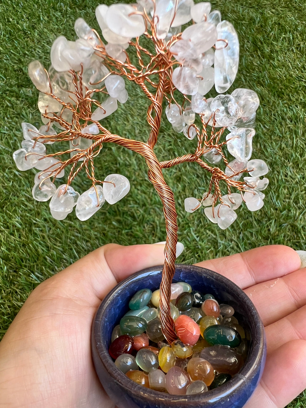 Clarity & Energy Crystal Quartz Bonsai Crystal Tree in Ceramic Vase