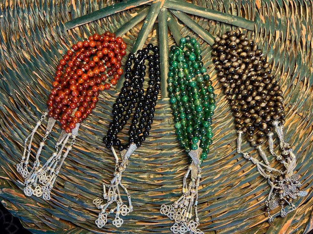 Natural Gemstone Rosary (Misbaha/Tasbih) – Prayer Beads for Peace, Protection & Mindfulness