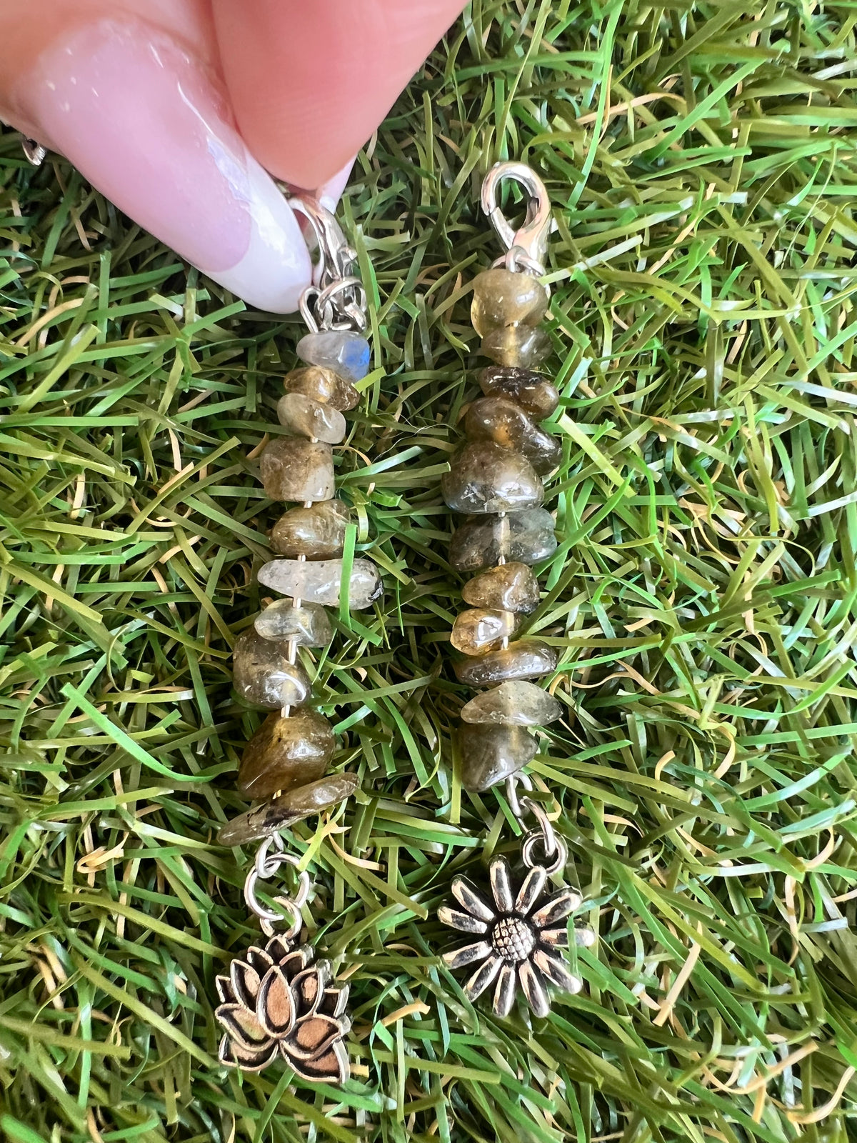 Natural Crystal Chip Phone Charm & Keychain – Genuine Gemstone Bag Charm