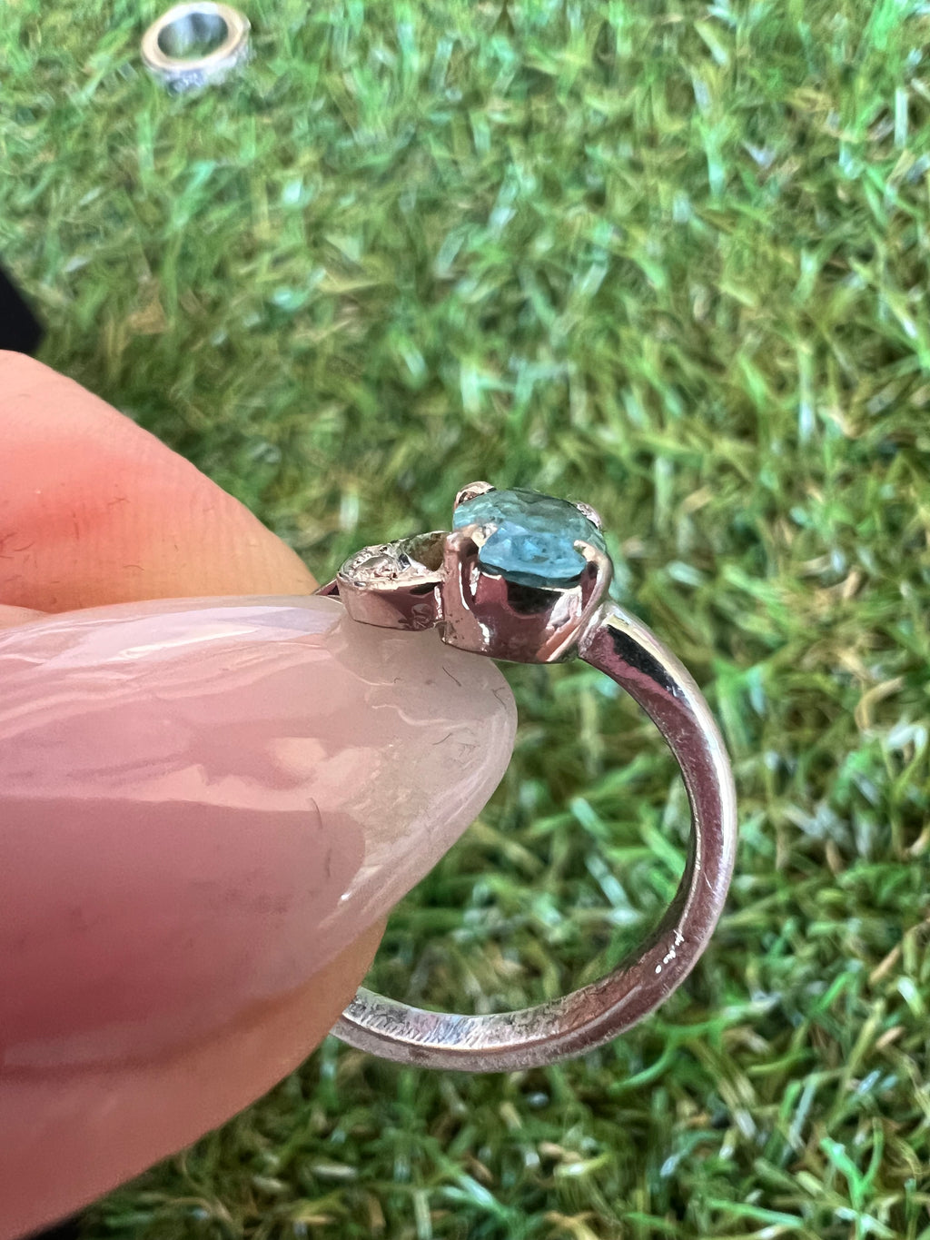 Genuine Natural Blue Topaz Crescent Moon Ring in 925 Sterling Silver
