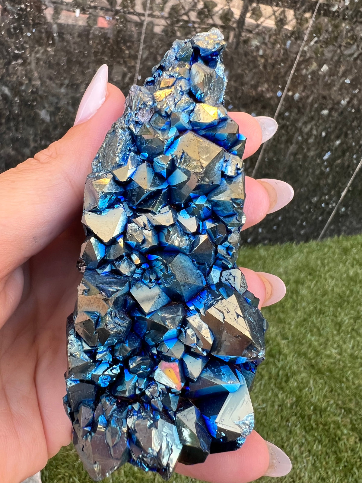Natural Blue Titanium Aura Quartz Cluster – 309 g
