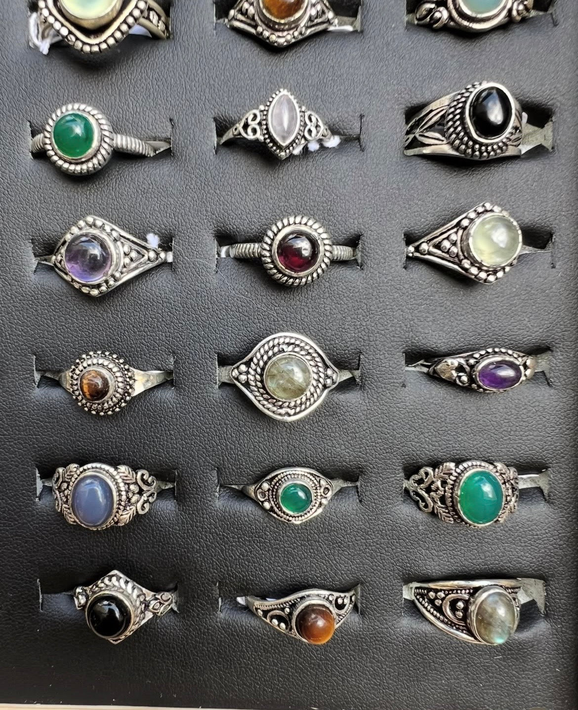 Natural Silver-Plated Crystal Rings Collection “Delicate A”