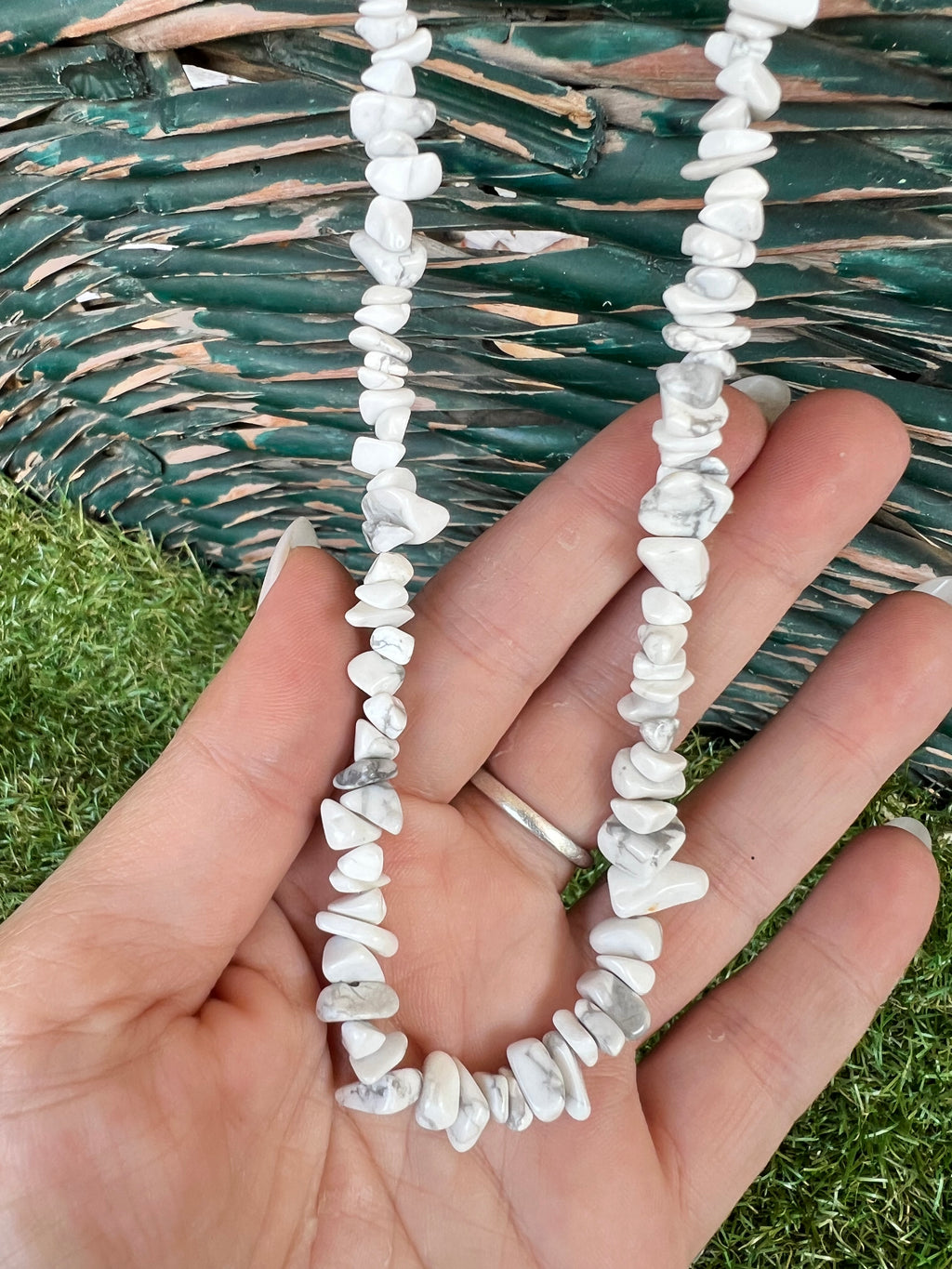Natural Howlite Chip Necklace | Genuine Irregular Gemstone Chips | Calm, Patience & Emotional Balance