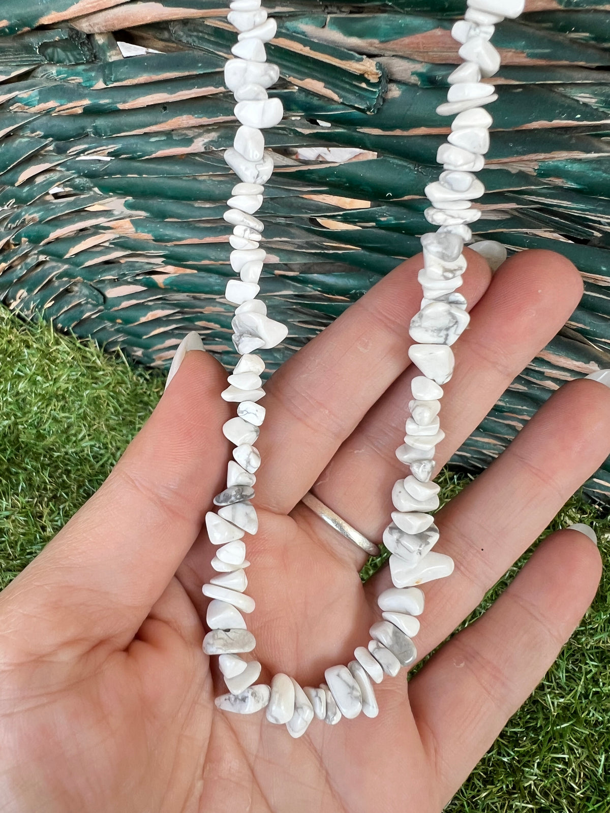 Natural Howlite Chip Necklace | Genuine Irregular Gemstone Chips | Calm, Patience & Emotional Balance