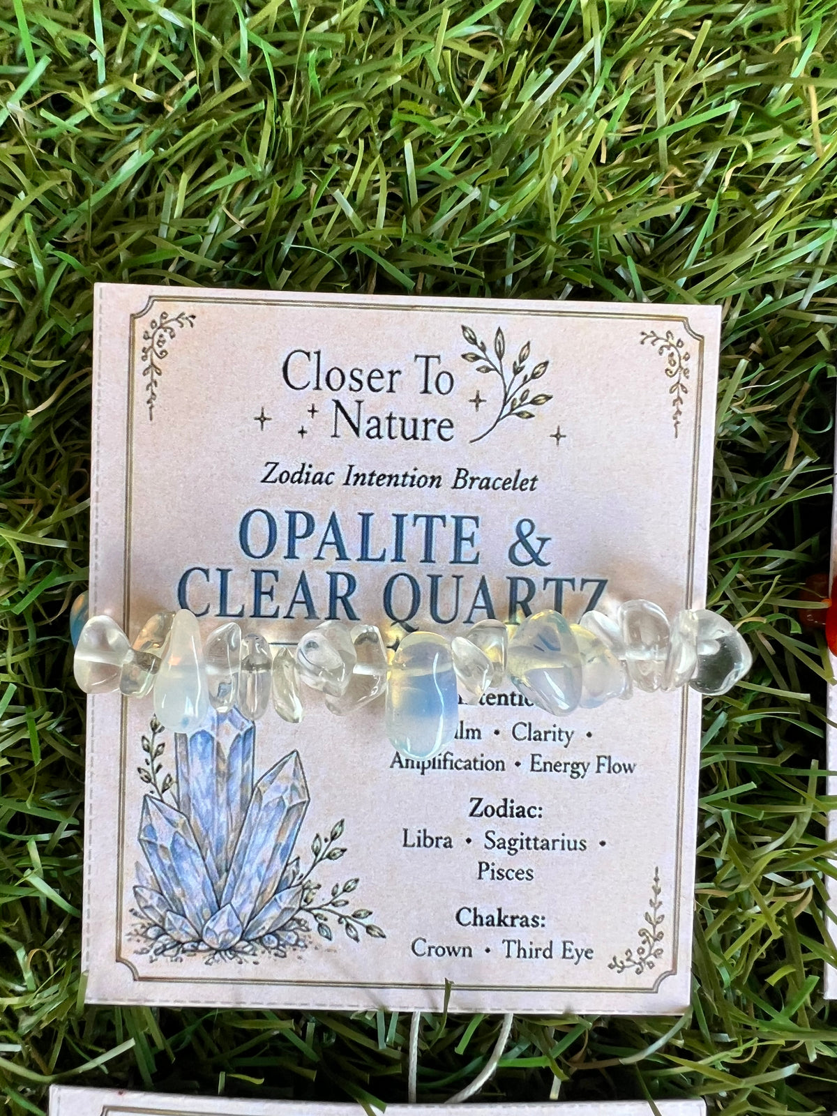 Opalite & Clear Quartz Zodiac Bracelet – Calm, Clarity & Energy | Libra, Sagittarius & Pisces