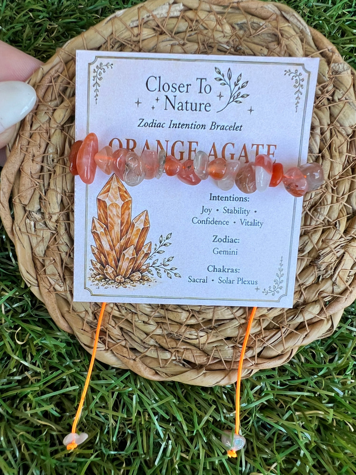 Natural Orange Agate Zodiac Bracelet – Joy, Confidence & Vitality | Gemini, Leo & Aries
