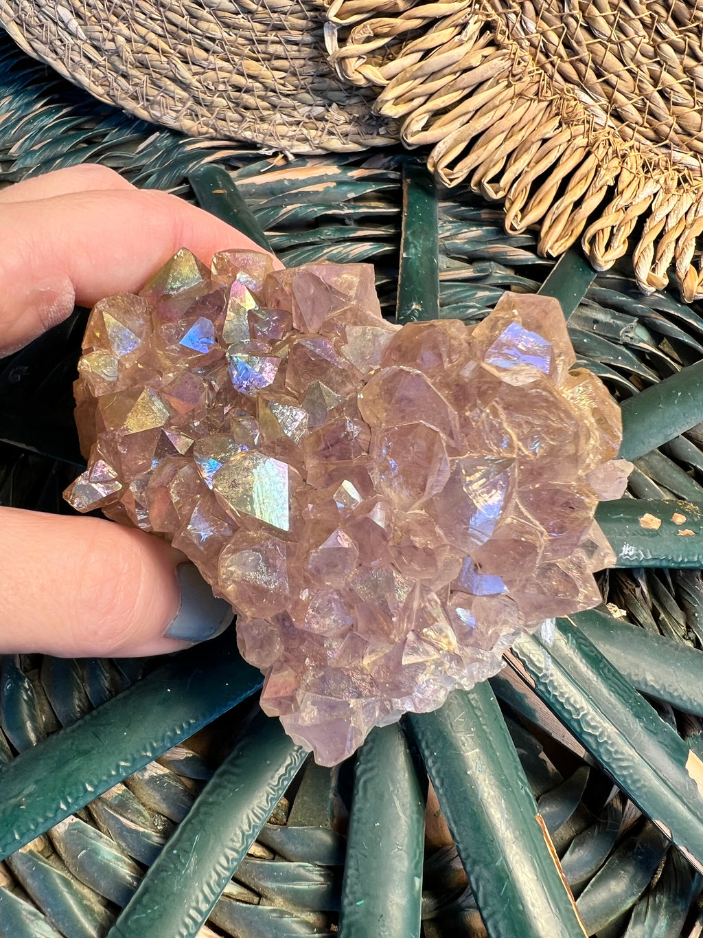 Natural Angel Aura Quartz Cluster – Statement Piece
