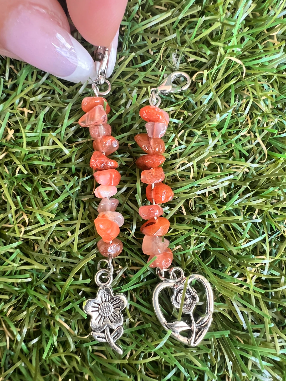 Natural Crystal Chip Phone Charm & Keychain – Genuine Gemstone Bag Charm