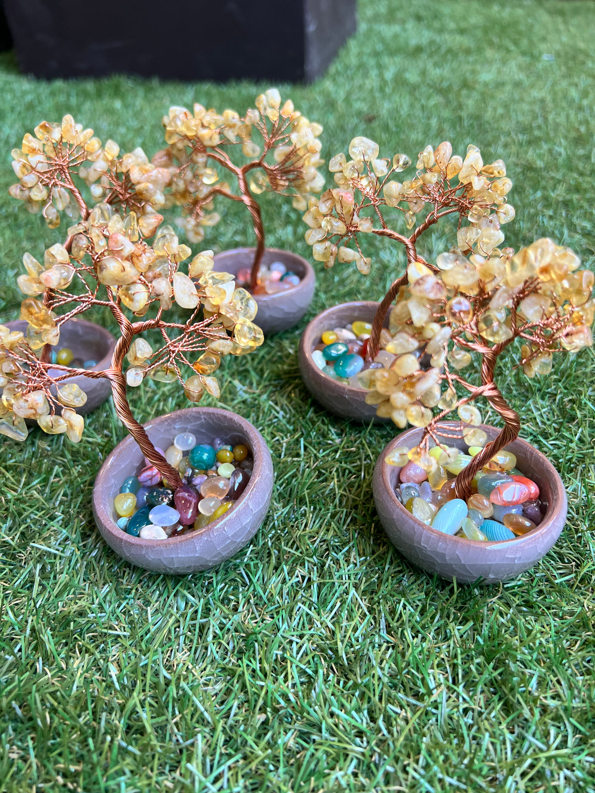 Abundance & Success Citrine Bonsai Crystal Tree in Ceramic Vase