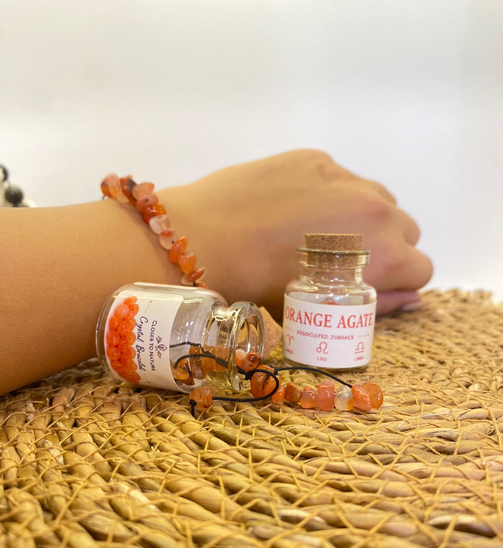 Natural Orange Agate Zodiac Bracelet | Aries • Leo • Libra