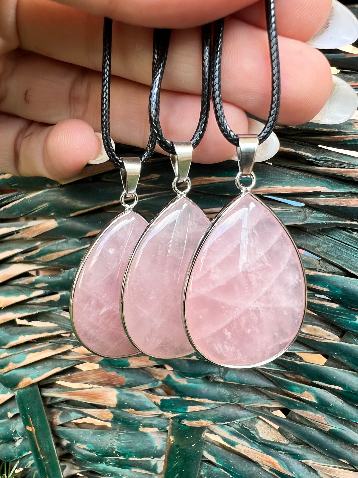 Rose Quartz Silver-Plated Teardrop Necklace – Love, Compassion & Emotional Healing