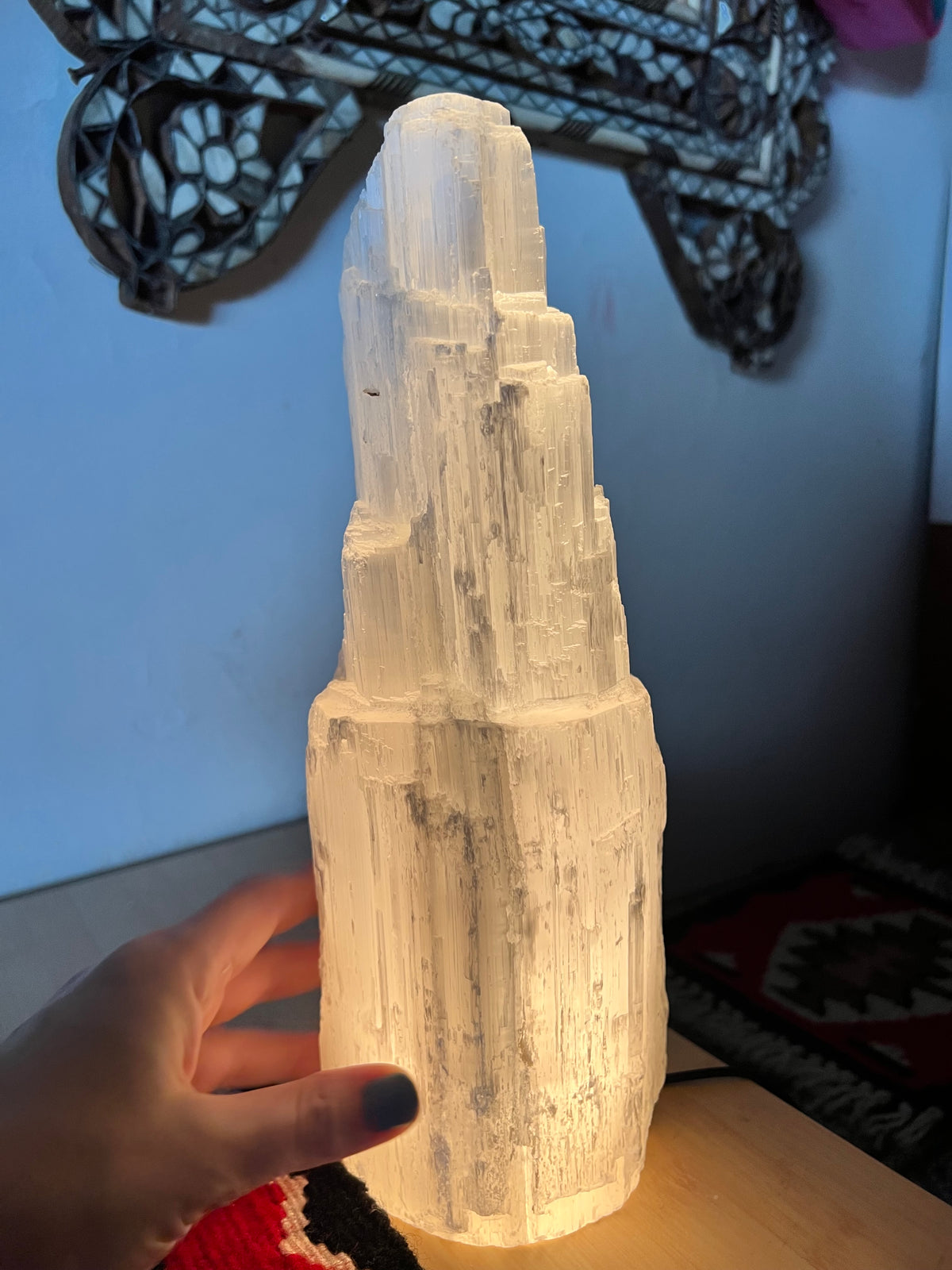 Natural Selenite Tower Lamp – Cleansing & Peace ~ 3 KG