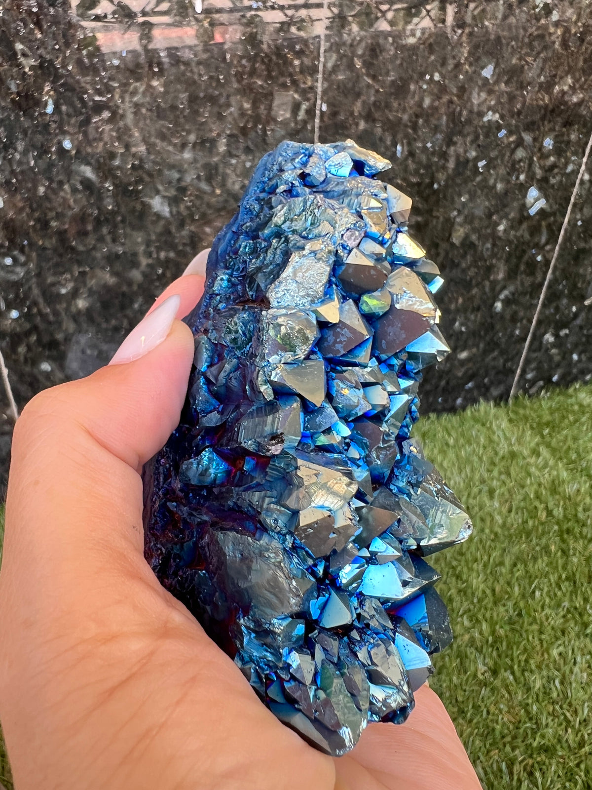 Natural Blue Titanium Aura Quartz Cluster – 309 g