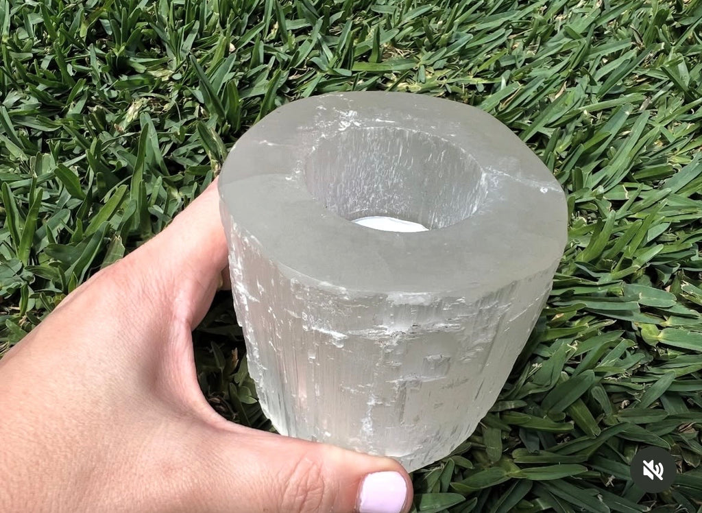 Natural Selenite Candle Holder – Cleansing & Peace