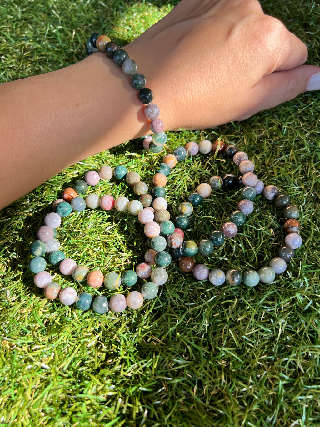 Natural Indian Agate 8mm Beaded Bracelet | Grounding, Stability & Protection Crystal Bracelet