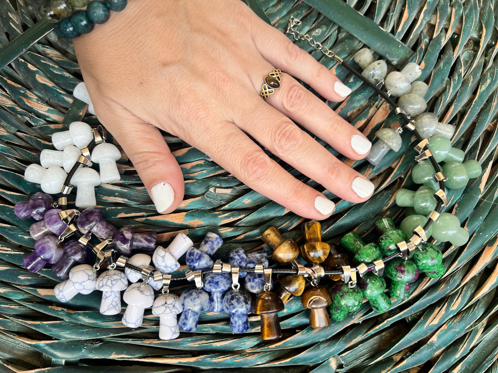 Natural Crystal Mushroom Necklace