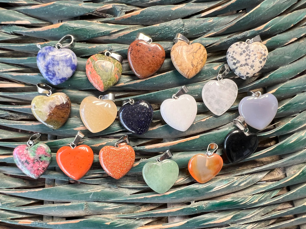 Natural Crystal Heart Necklace – Choose Your Stone (Adjustable Cord)
