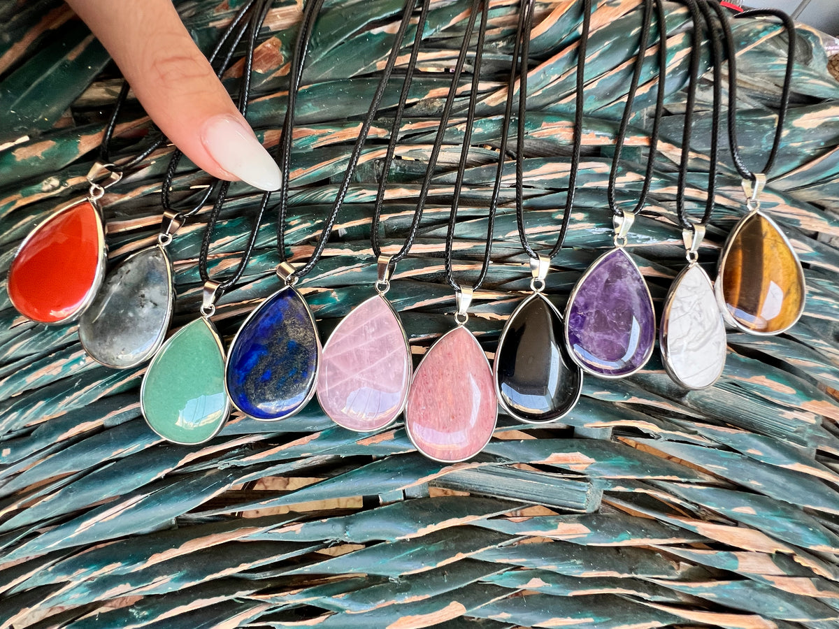 Red Jasper Silver Plated Teardrop Necklace – Strength, Courage & Grounding