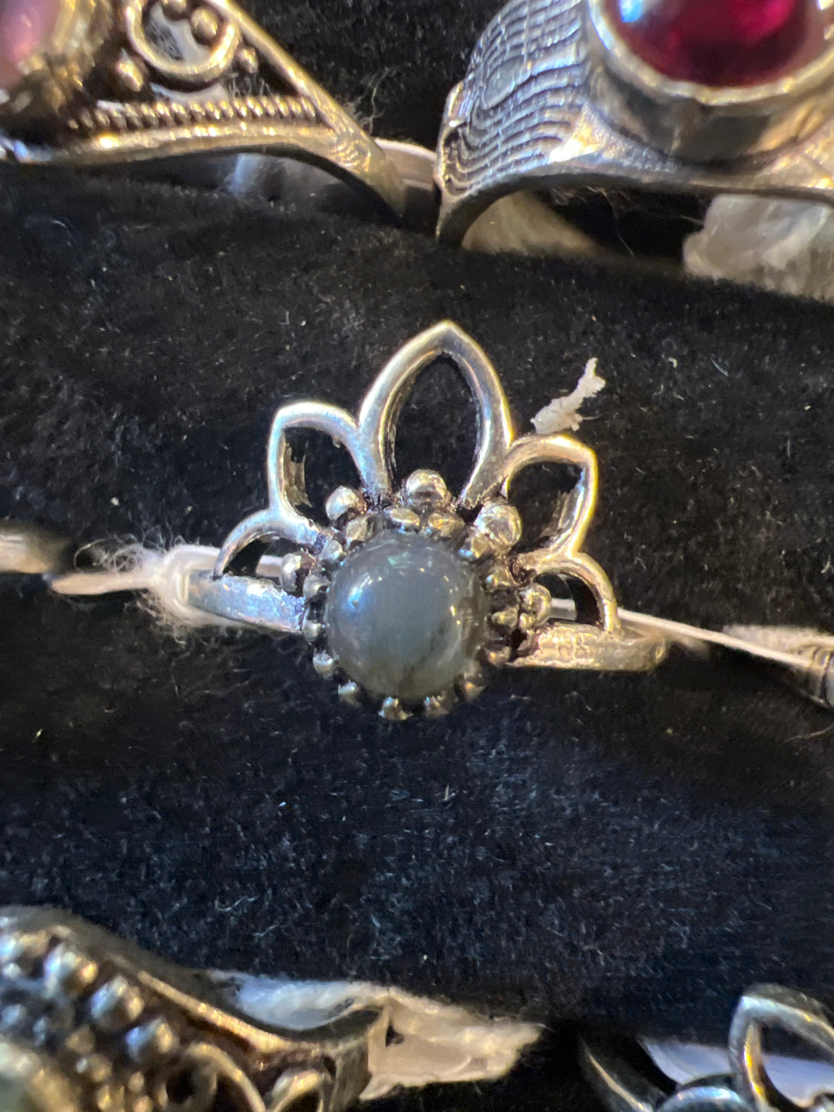Natural Silver-Plated Crystal Rings Collection “Delicate A”