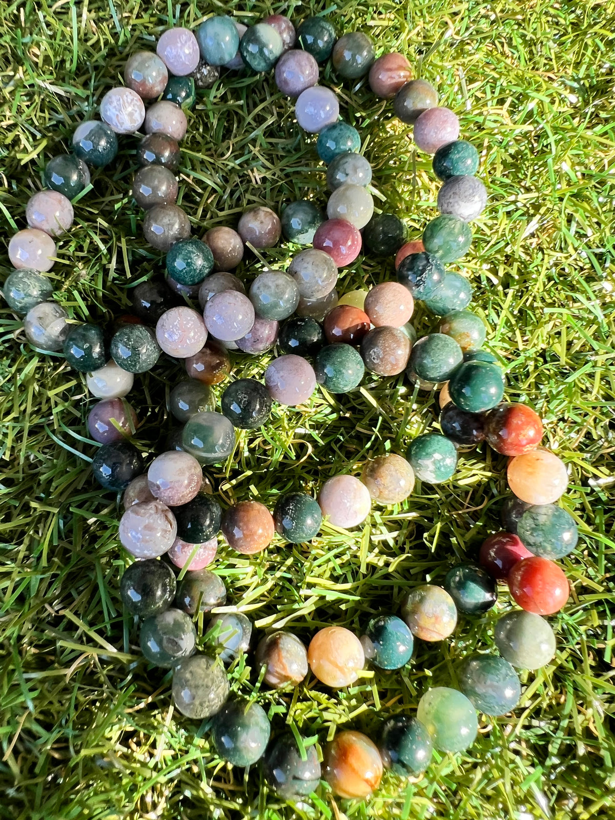 Natural Indian Agate 8mm Beaded Bracelet | Grounding, Stability & Protection Crystal Bracelet