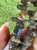 Natural Labradorite Chip Necklace | Genuine Irregular Gemstone Chips | Protection, Intuition & Transformation