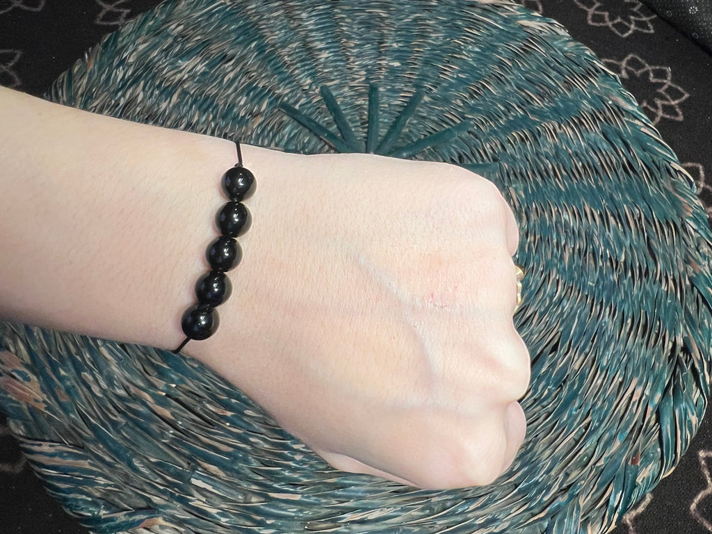 Natural Black Onyx Beaded Bracelet | Protection, Strength & Grounding Crystal Bracelet
