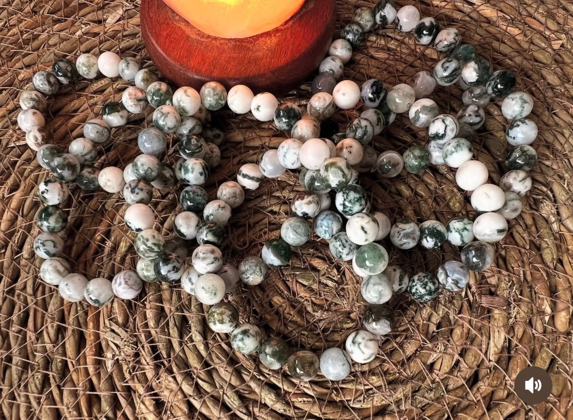 Natural Moss Agate Growth & New Beginnings Bracelet – 8mm Genuine Elastic Beaded Bracelet